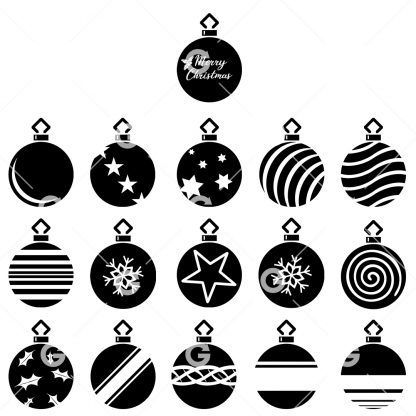16 Christmas Ornaments SVG Bundle