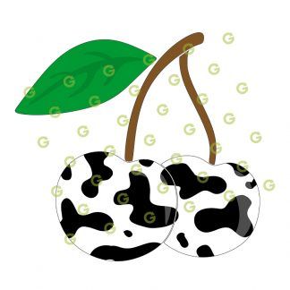 Fashion Cherries SVG, Cow Pattern, Cow Cherries Svg, Milk Cow, Two Cherries Svg, Cherries and Stem, Cherry Sublimation Svg, Print and Cut