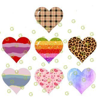 Fashion Hearts SVG Bundle, Valentines Day, Valentines Heart, Plaid Heart, Fashion Hearts, Rainbow Heart, Glitter Heart, Leopard Heart