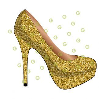 High Heel Shoe SVG, Gold Glitter , Designer Shoe Svg, Fashion Shoe Svg, Stiletto Shoe Svg