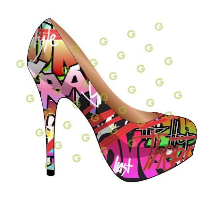 High Heel Shoe SVG, Graffiti Pattern, Designer Shoe Svg, Fashion Shoe Svg, Stiletto Shoe Svg