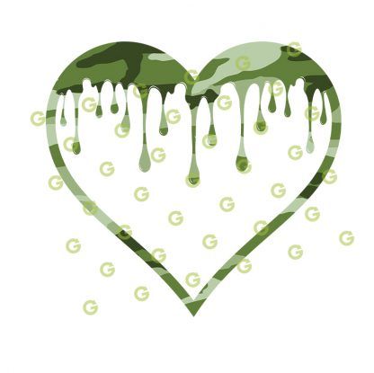 Dripping Heart SVG, Green Camo Pattern, Love Heart Svg, Valentines Day Svg, Drip Design Svg, Fashion Heart, Designer Heart, Valentines Heart, Drip Heart