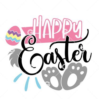 Happy Easter With Bunny Rabbit SVG