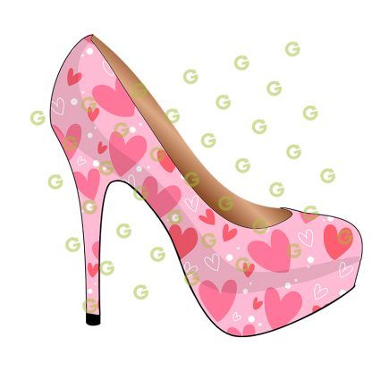 High Heel Shoe SVG, Hearts Pattern, Designer Shoe Svg, Fashion Shoe Svg, Stiletto Shoe Svg