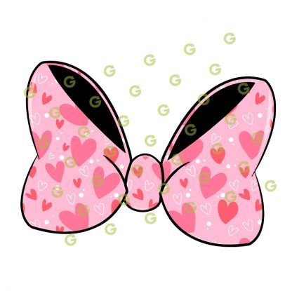 Hair Bow SVG, Pink Hearts, Hearts Pattern, Heart Bow, Pink Bow, Fashion Hair Bow, Designer Hair Bow, Bow Sticker Svg, Sublimation Bow, Print and Cut Bow, Bow Svg