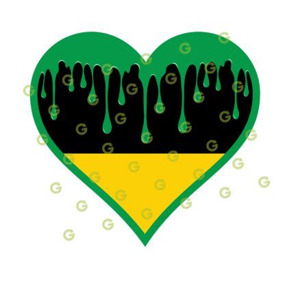 Dripping Heart SVG, Jamaican Flag, Love Heart Svg, Valentines Day Svg, Drip Design Svg, Fashion Heart, Designer Heart, Valentines Heart, Drip Heart
