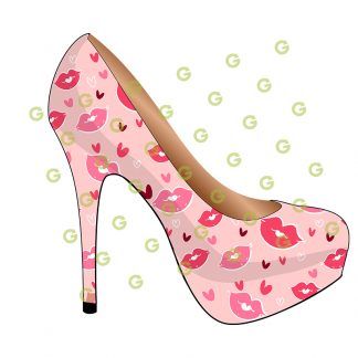 High Heel Shoe SVG, Kiss Lips Svg, Lips Svg, Designer Shoe Svg, Fashion Shoe Svg, Stiletto Shoe Svg