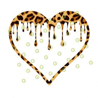 Dripping Heart SVG, Leopard Pattern, Love Heart Svg, Valentines Day Svg, Drip Design Svg, Fashion Heart, Designer Heart, Valentines Heart, Drip Heart