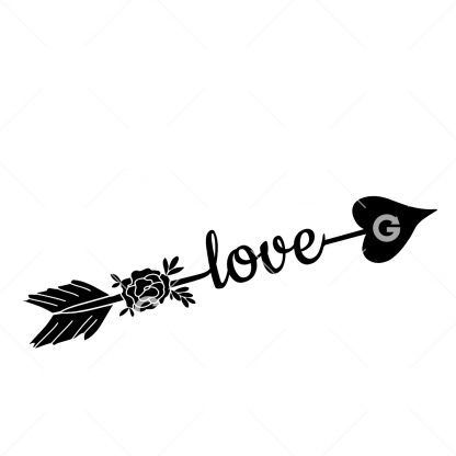 Love Heart Arrow with Rose SVG