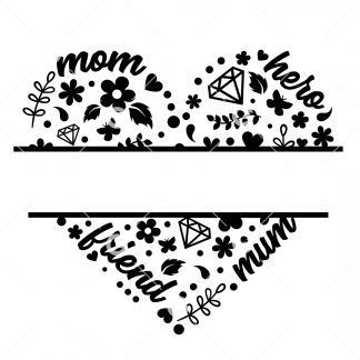 Mom Love Heart Monogram SVG