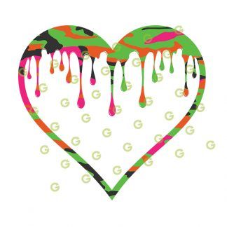 Dripping Heart SVG, Multi-Colour Camo, Love Heart Svg, Valentines Day Svg, Drip Design Svg, Fashion Heart, Designer Heart, Valentines Heart, Drip Heart