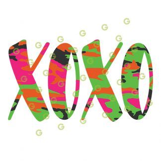 Multi-Colour Camo XOXO SVG, Camouflage XOXO Svg, Kiss and Hugs SVG, Kiss Svg, Hug SVG, Print and Cut XOXO Svg, Sublimation Xoxo Svg