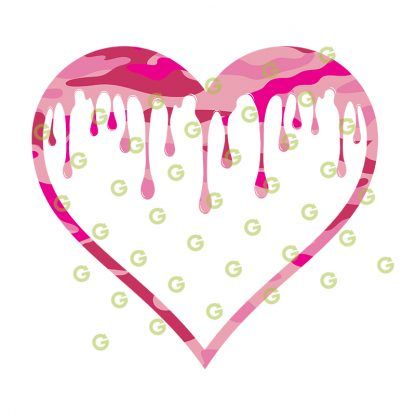 Dripping Heart SVG, Pink Camo Pattern, Love Heart Svg, Valentines Day Svg, Drip Design Svg, Fashion Heart, Designer Heart, Valentines Heart, Drip Heart