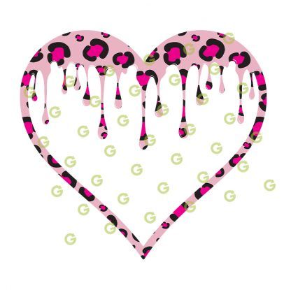 Dripping Heart SVG, Pink Leopard Pattern, Love Heart Svg, Valentines Day Svg, Drip Design Svg, Fashion Heart, Designer Heart, Valentines Heart, Drip Heart