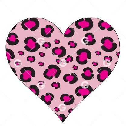 Pink Leopard Love Heart SVG