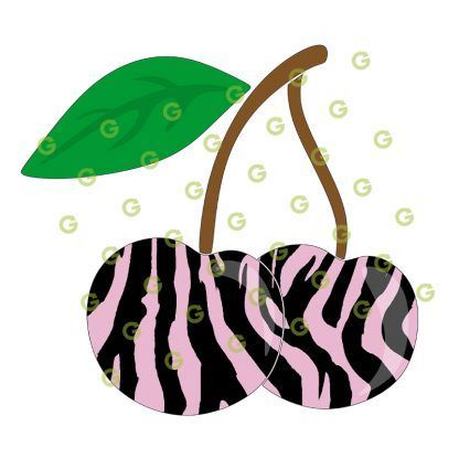 Fashion Cherries SVG, Zebra Pattern, Pink Cherries Svg, Two Cherries Svg, Cherries and Stem, Cherry Sublimation Svg, Print and Cut