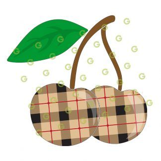 Fashion Cherries SVG, Plaid Pattern, Two Cherries Svg, Cherries and Stem, Cherry Sublimation Svg, Print and Cut