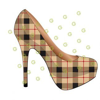 High Heel Shoe SVG, Plaid Pattern, Designer Shoe Svg, Fashion Shoe Svg, Stiletto Shoe Svg
