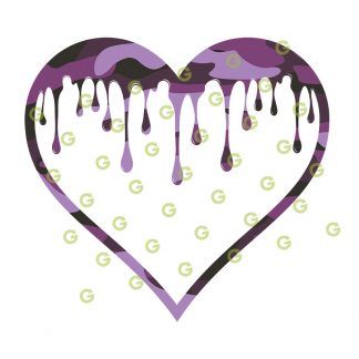Dripping Heart SVG, Purple Camo Svg, Love Heart Svg, Valentines Day Svg, Drip Design Svg, Fashion Heart, Designer Heart, Valentines Heart, Drip Heart