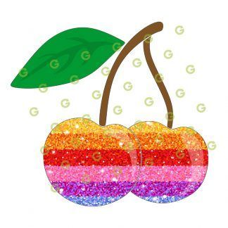 Fashion Cherries SVG, Rainbow Glitter Svg, Pride Cherries Svg, Two Cherries Svg, Cherries and Stem, Cherry Sublimation Svg, Print and Cut