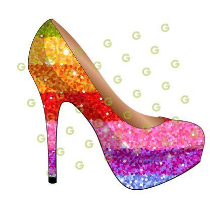 High Heel Shoe SVG, Rainbow Glitter Svg, Designer Shoe Svg, Fashion Shoe Svg, Stiletto Shoe Svg