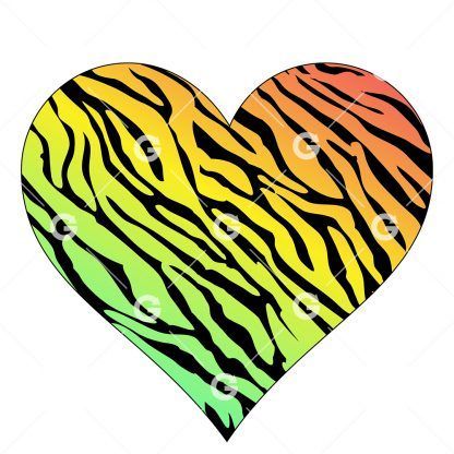 Rainbow Tiger Love Heart SVG