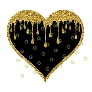 Dripping Heart SVG, Gold Glitter, Love Heart Svg, Valentines Day Svg, Drip Design Svg, Fashion Heart, Designer Heart, Valentines Heart, Drip Heart