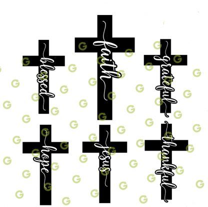 Spiritual Cross SVG, Faith Cross Svg, Grateful Cross, Thankful Cross, Jesus Cross Svg, Hope Cross Svg, Blessed Cross SVG, SVG Bundle