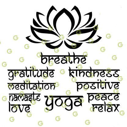 Spiritual Yoga Script, Spiritual Words SVG, SVG Bundle, Mediation Wall Art, Lotus Flower Svg, Yoga Wall Art, SVG Cut File