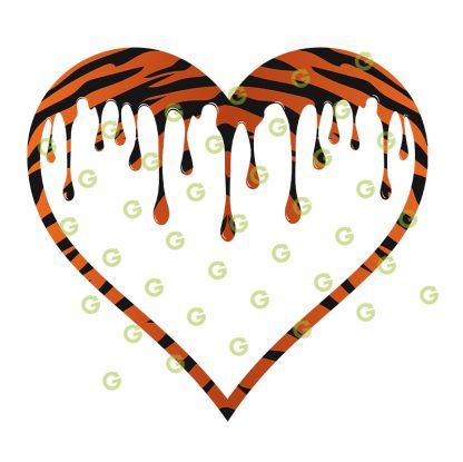 Dripping Heart SVG, Tiger Pattern, Love Heart Svg, Valentines Day Svg, Drip Design Svg, Fashion Heart, Designer Heart, Valentines Heart, Drip Heart