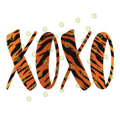 Tiger Pattern XOXO SVG, Animal Pattern Svg, Kiss and Hugs SVG, Kiss Svg, Hug SVG, Print and Cut XOXO Svg, Sublimation Xoxo Svg