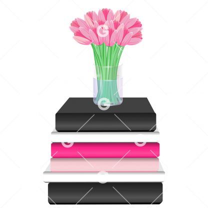 Fashion Books With Pink Mixed Tulips Blank BooksSVG