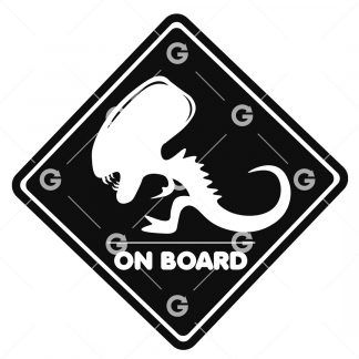 Alien On Board Decal SVG
