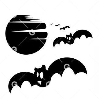 Bats with Halloween Moon SVG