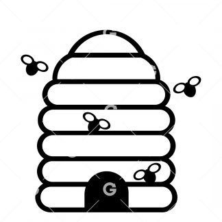 Bee Hive with Bees SVG