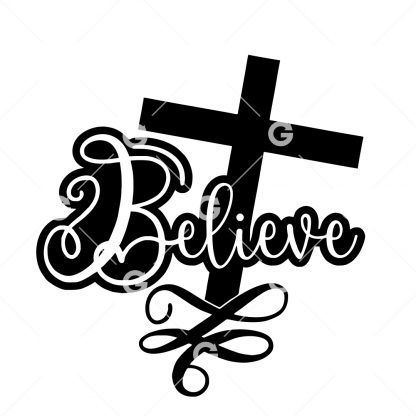 Fancy Believe Cross SVG