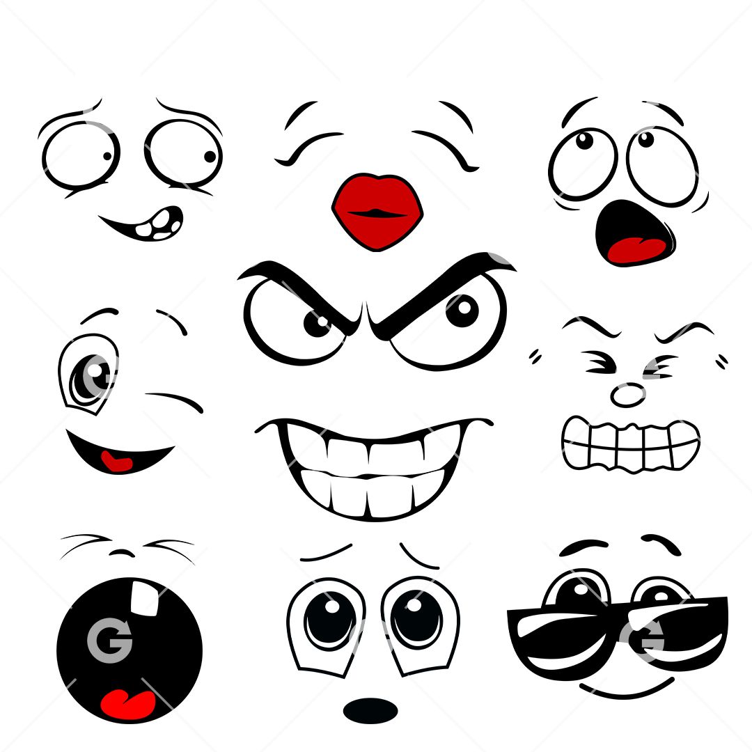 Set Of Cartoon Face Royalty Free SVG, Cliparts, Vectors, and Stock