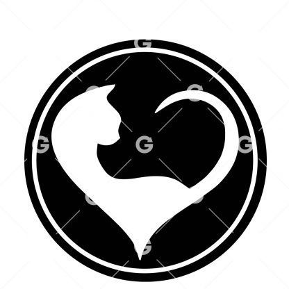 Cat Heart Round Decal SVG