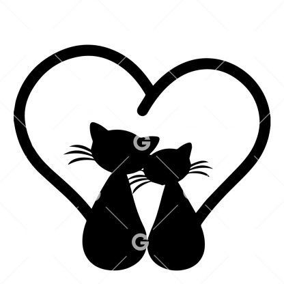 Cats With Love Heart SVG