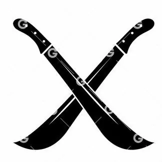 Crossed Machete Knives SVG