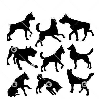 9 Dog Silhouette SVG Bundle