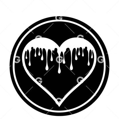Dripping Heart Round Decal SVG