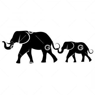 Mother and Baby Elephant SVG