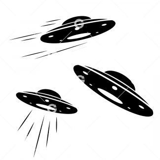 Three Flying UFOs SVG