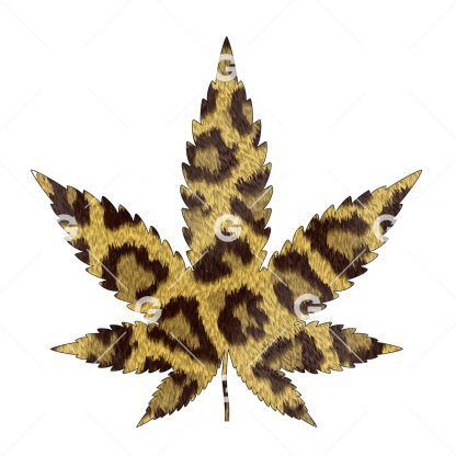 Fuzzy Leopard Marijuana Pot Leaf SVG