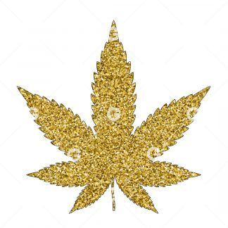 Gold Glitter Marijuana Pot Leaf SVG