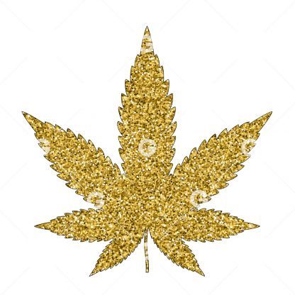 Gold Glitter Marijuana Pot Leaf SVG