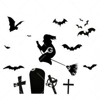 Halloween Witch Graveyard SVG