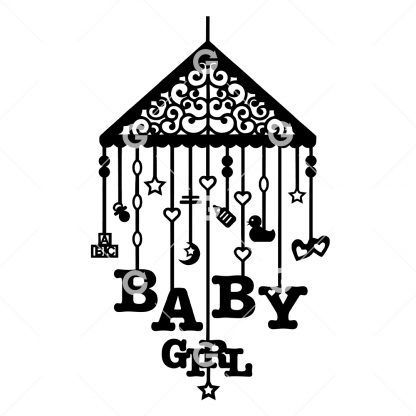 Hanging Baby Girl Mobile SVG
