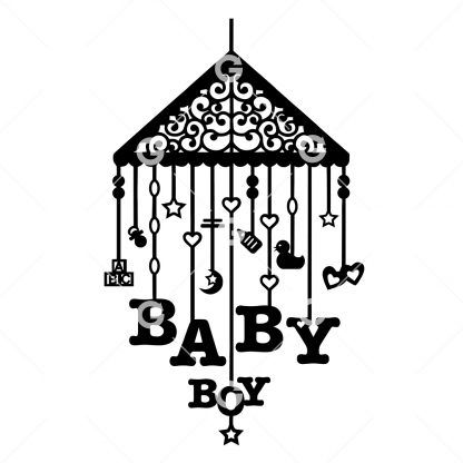 Hanging Baby Boy Mobile SVG